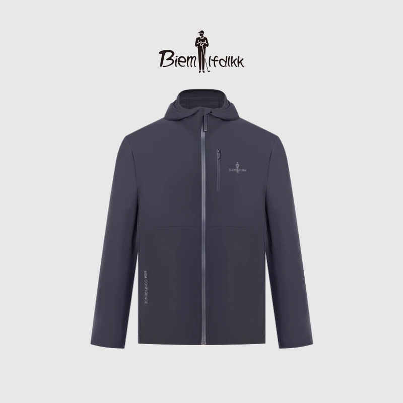 【弹力抗皱】比音勒芬春季男士休闲简约百搭户外连帽外套防风夹克