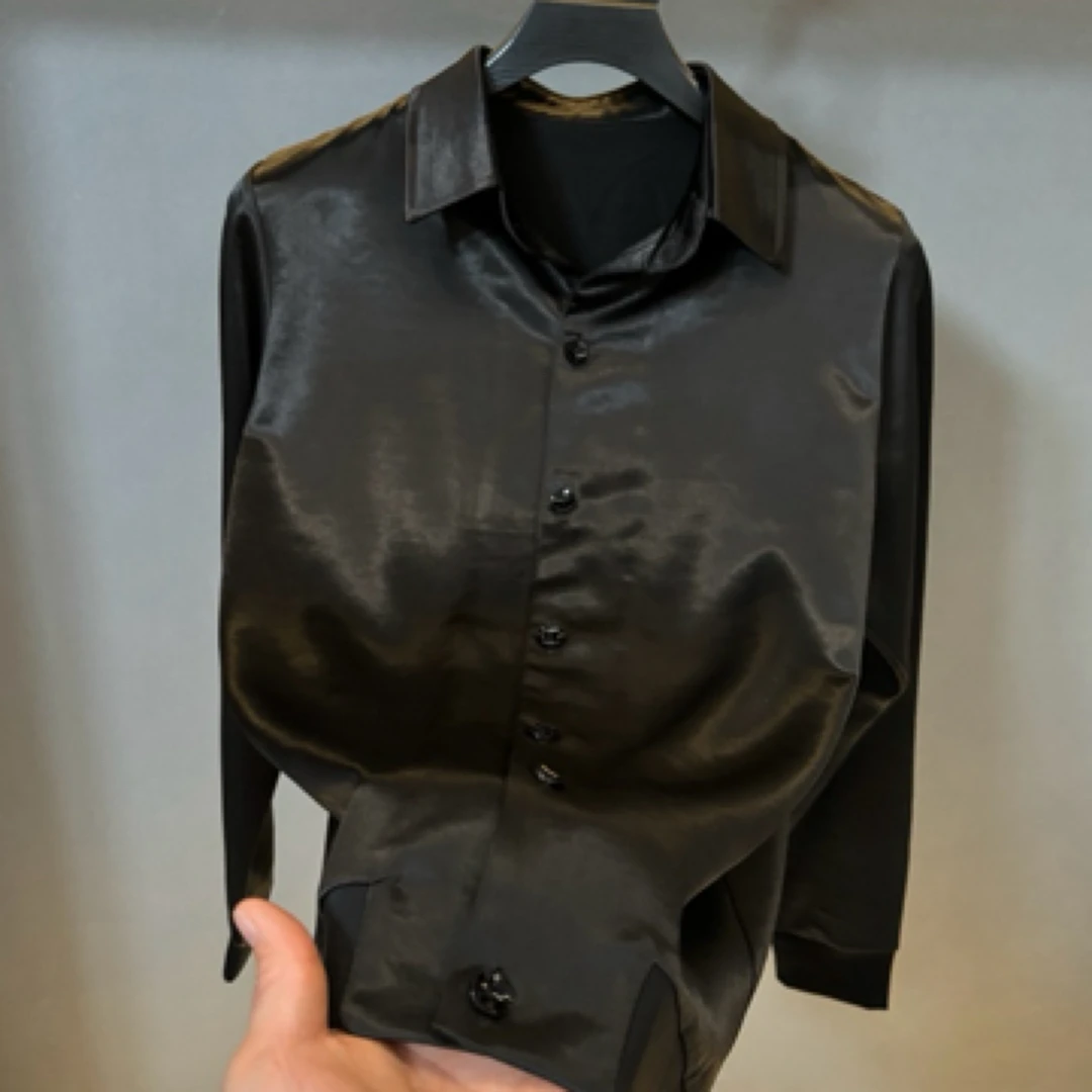 2506春季新款男士圆领T恤新中式男款休闲圆领长袖衬衫上衣潮牌