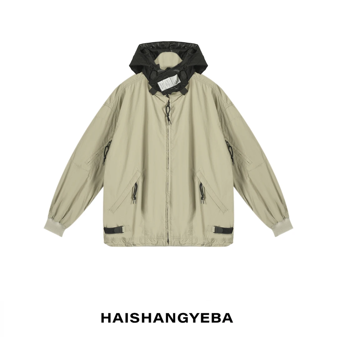 【海上叶爸】新款2025春秋百搭可拆卸帽男女同款宽松长袖外套