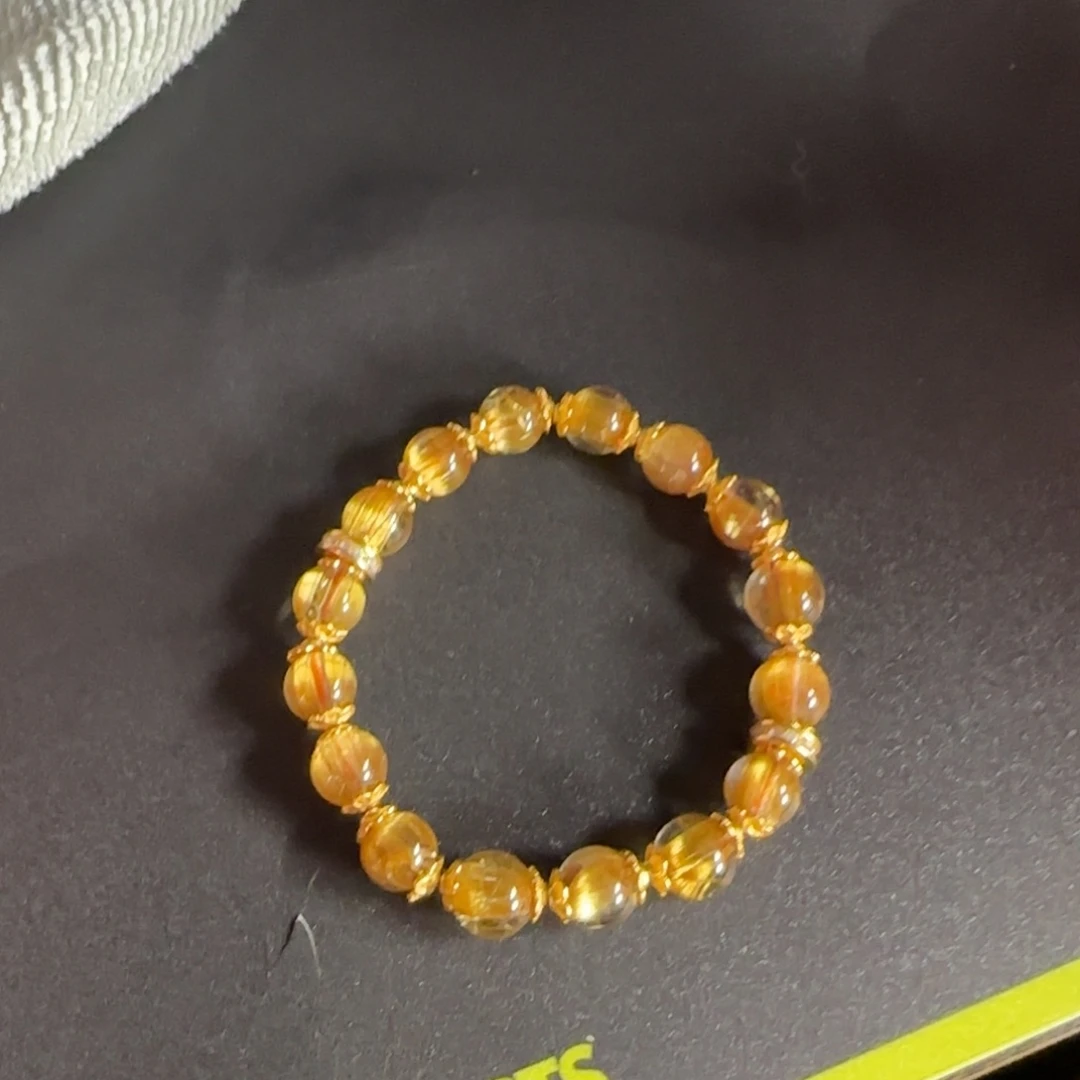 发晶手串银S925镶嵌天然巴西矿顺发带猫眼手串