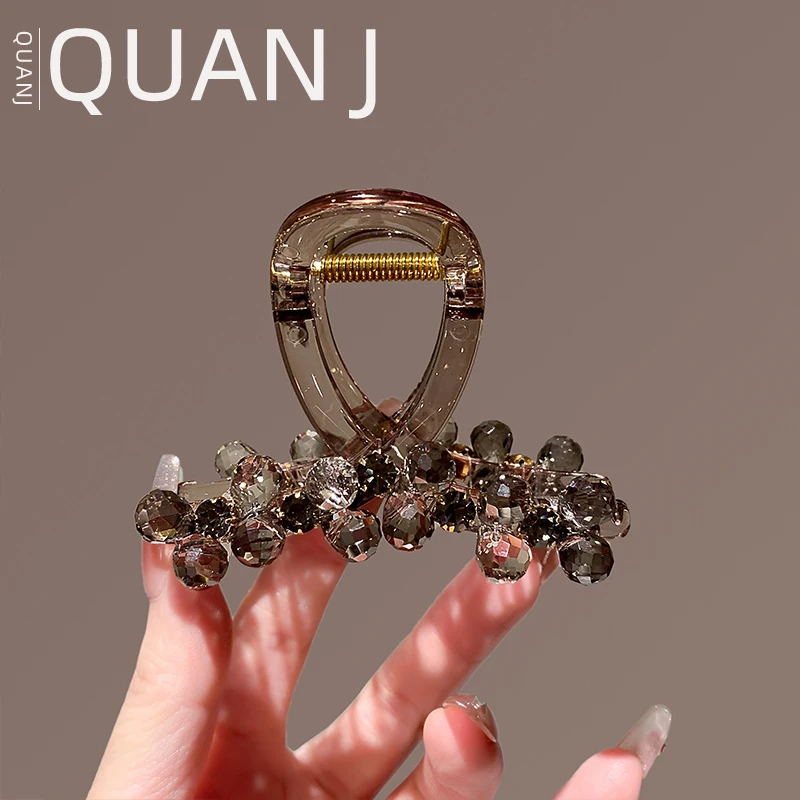 轻奢风2025新款高级感银灰色水晶发卡中号全盘抓夹韩系高端头饰