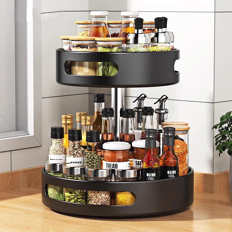 HEEAZ德国厨房360度旋转调料置物架调味品家用油盐圆形收纳盒架