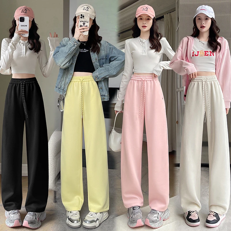 阔腿裤女2025春季新款铆钉高腰垂感直筒休闲软糯垂感显瘦拖地裤子