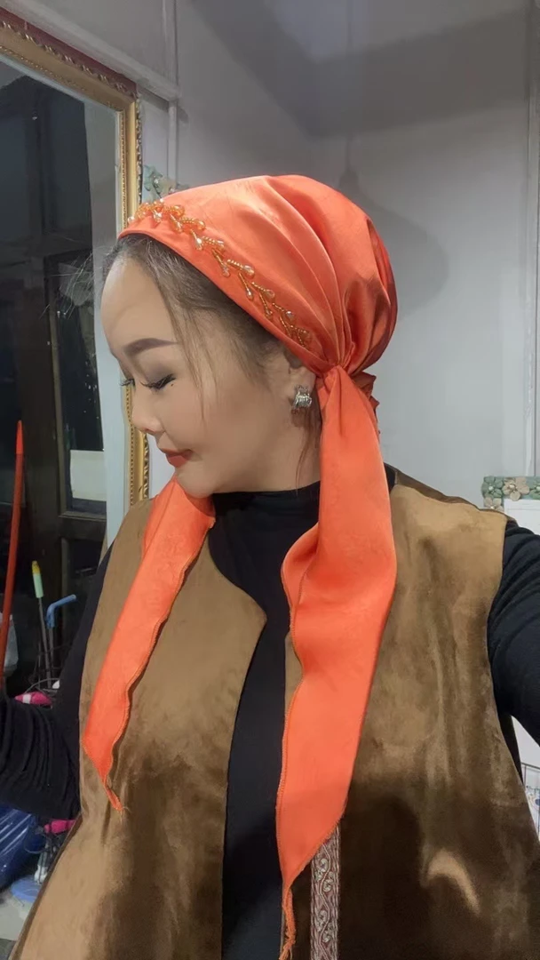 哈萨克族新款2025民族风头巾包头爆款