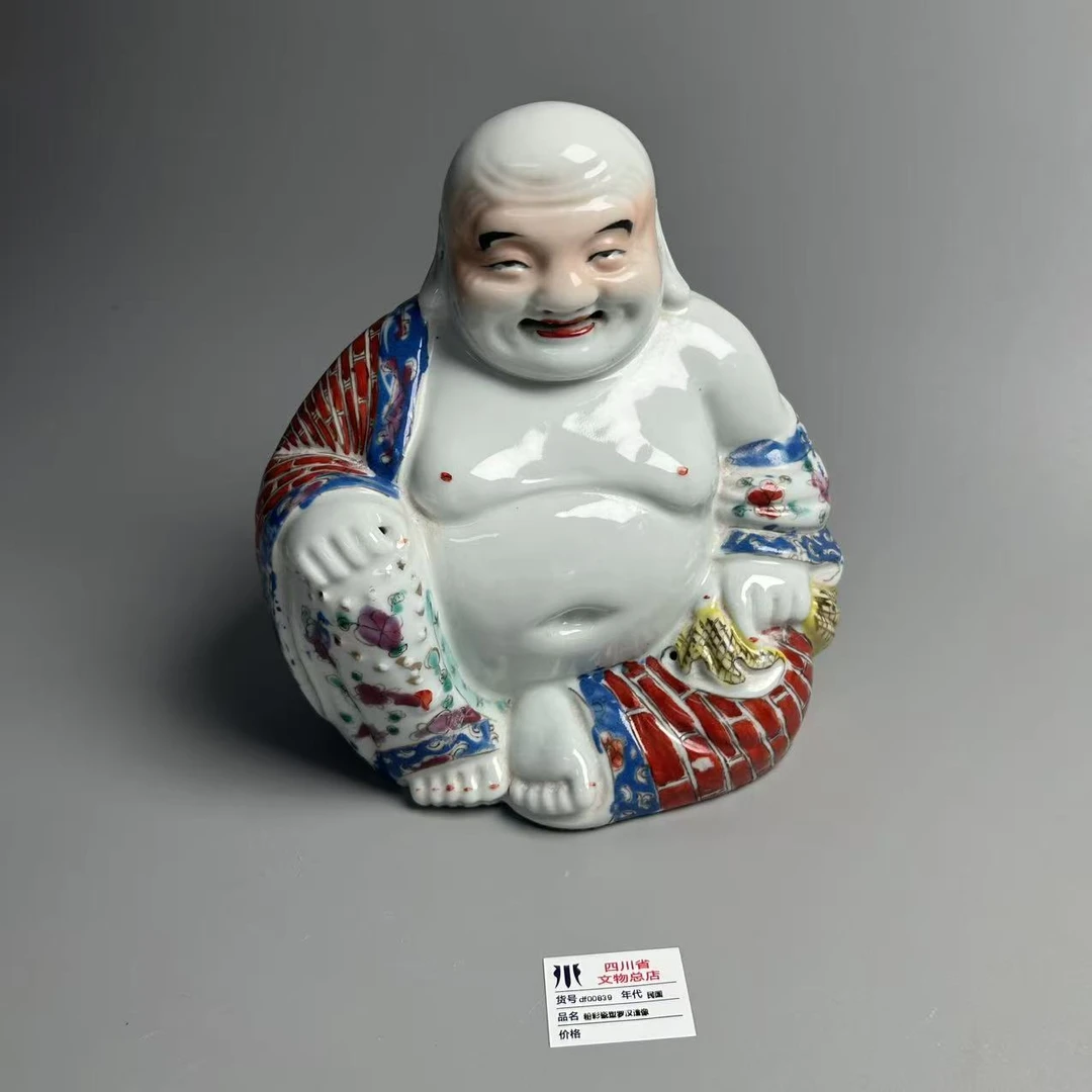 df00839民国粉彩瓷塑罗汉造像