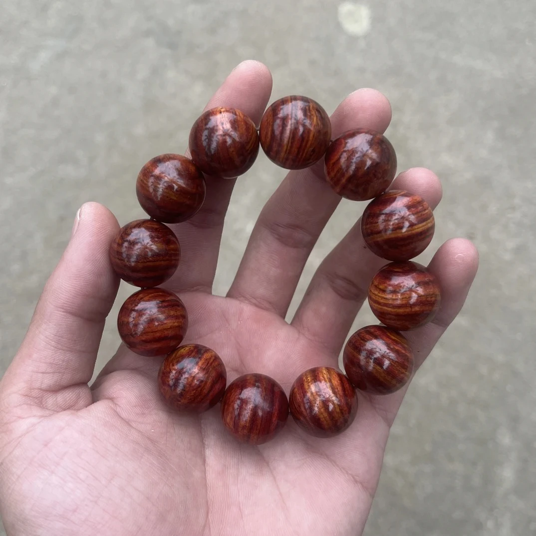 海南黄花梨20mm紫红底多彩虎皮手串多样发一