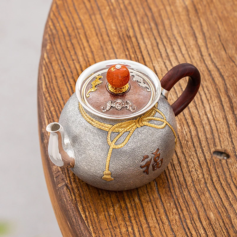 蜂鸟工坊 傳家 木把福袋麻纹铜盖福小壶 SWA2571