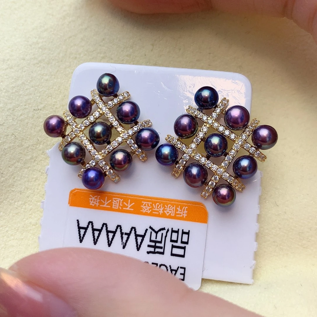 耳饰银S925镶嵌淡水珍珠W21