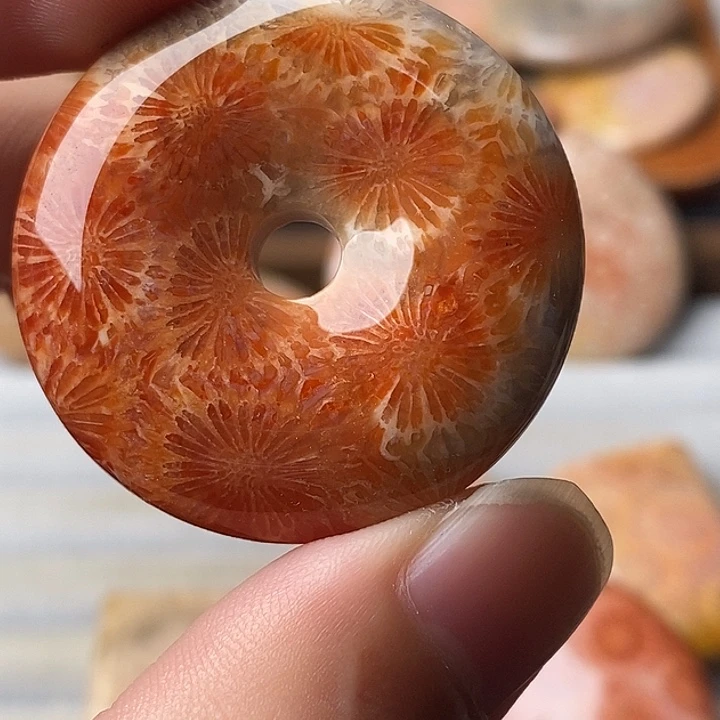 金***）硅化珊瑚未镶嵌颈饰