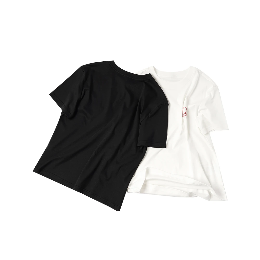 【心形刺绣简约短袖】莱赛尔纤维+亚麻+桑蚕丝TXAL55004