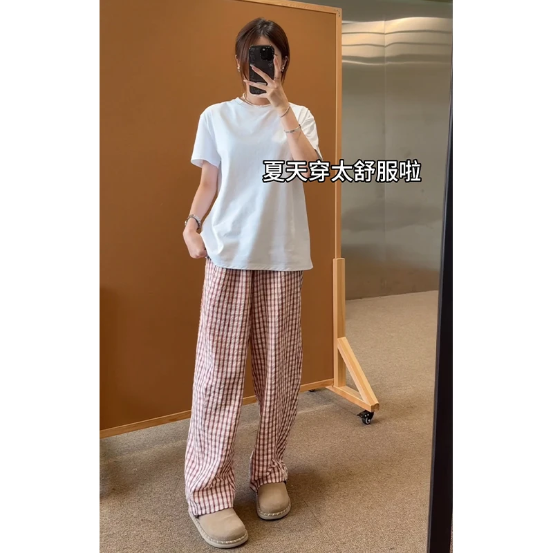 colyon美式潮流夏季薄款常规款透气格子休闲裤裤子长裤外穿ins风