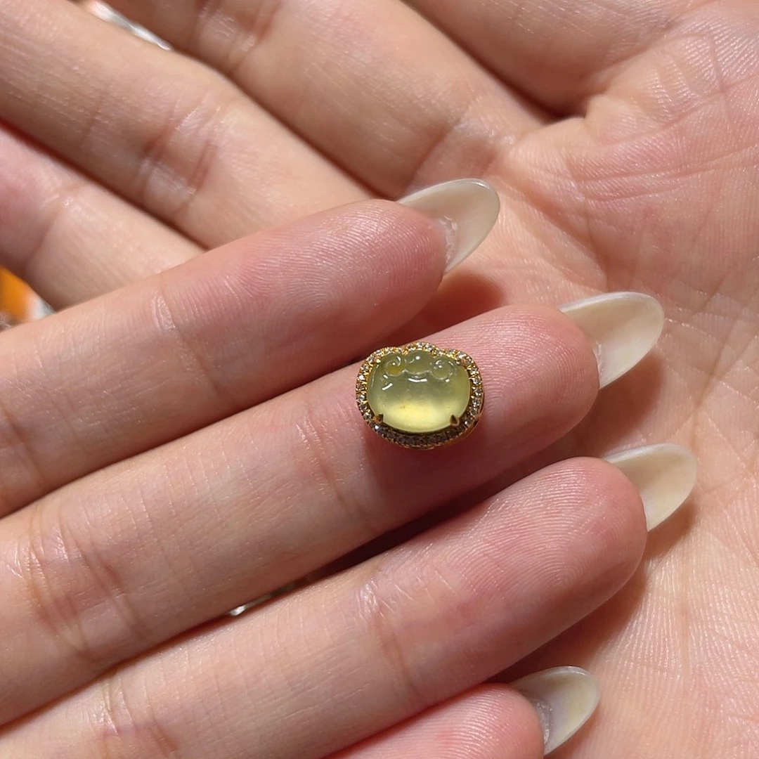 翡翠18K金镶嵌吊坠(不含链)