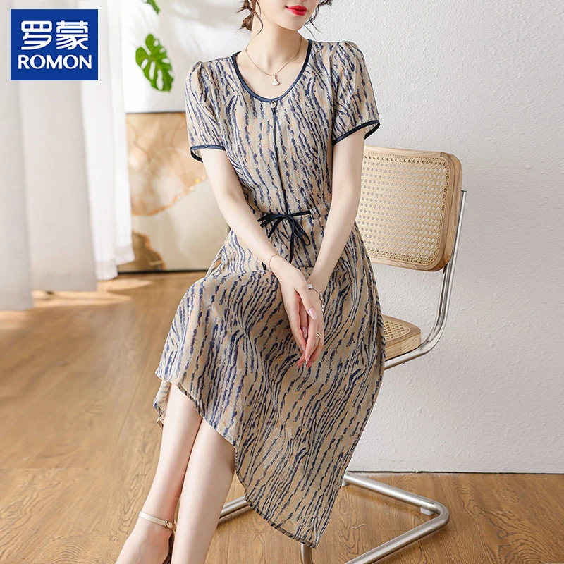 罗蒙中老年妈妈装高贵妈妈裙子夏季显瘦连衣裙高贵上档次女装夏装