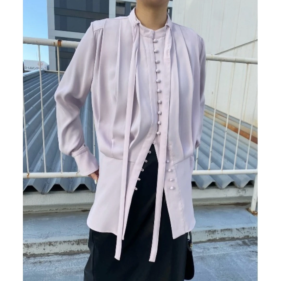 【DD外贸】 秋季新款 代 气质时尚百褶设计休闲长款衬衫