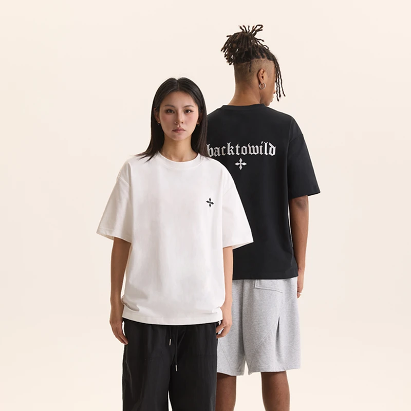 BTW背后LOGO圆领短袖T恤男百搭美式高街风夏日防晒女宽松时尚