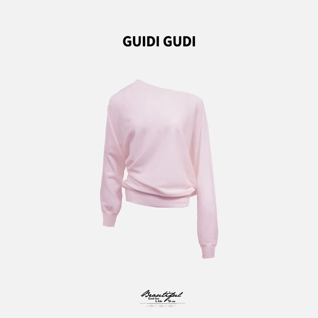 GUIDI GUDI【漫不经心】黄加蓝长袖针织时尚休闲百搭T恤 T9510221H