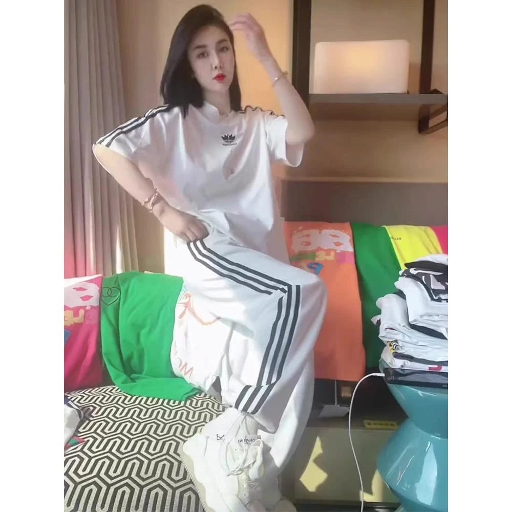 高级感休闲运动套装女夏季新款时尚宽松显瘦短袖阔腿束脚裤两件套