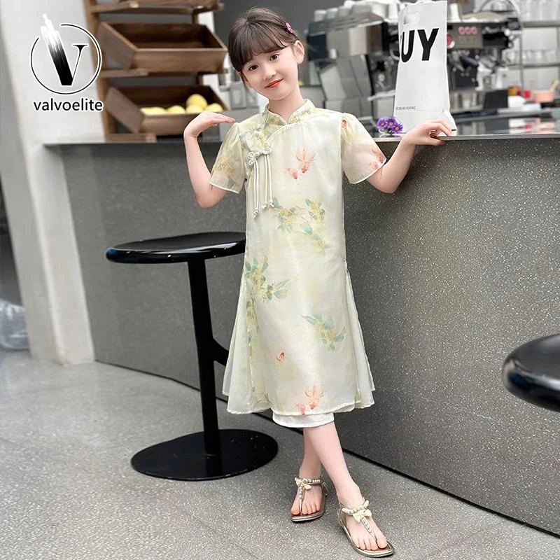 VALVOELITE女童旗袍裙夏季2025年新款国风汉服连衣裙洋气公主裙子