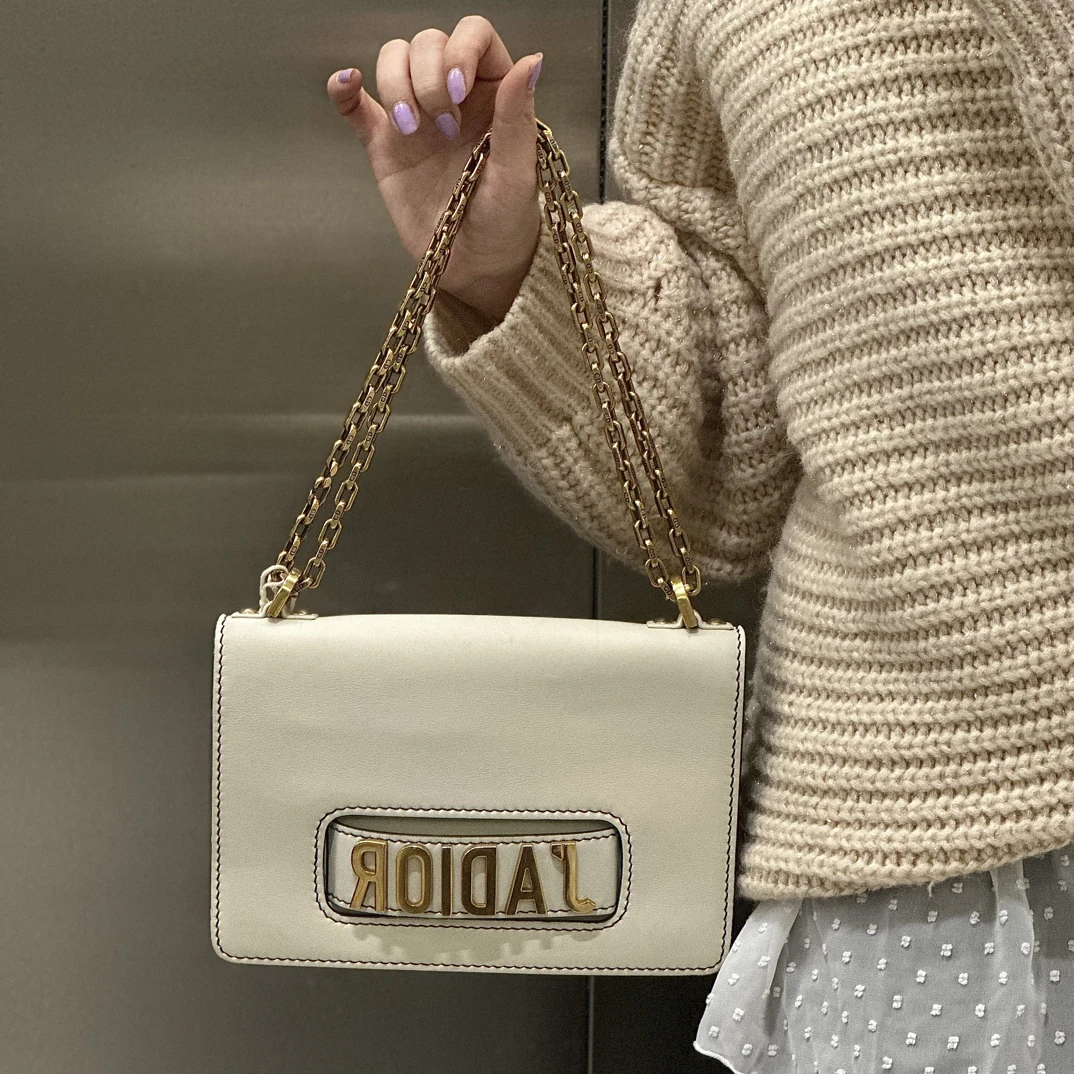 99新 DIOR/迪奥 白金jadior链条单肩包