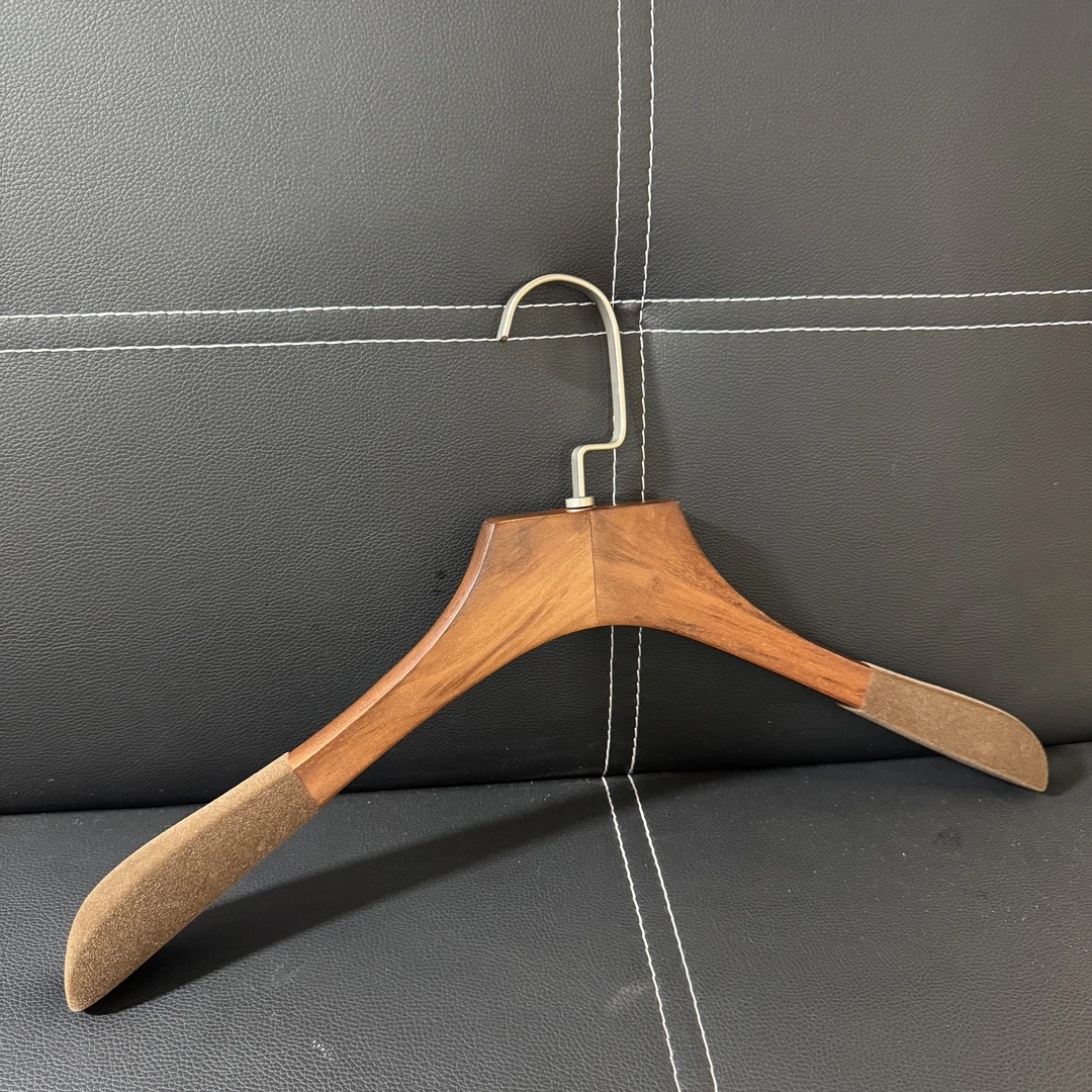 胡桃植绒男装衣架43平头3.0豪华配件