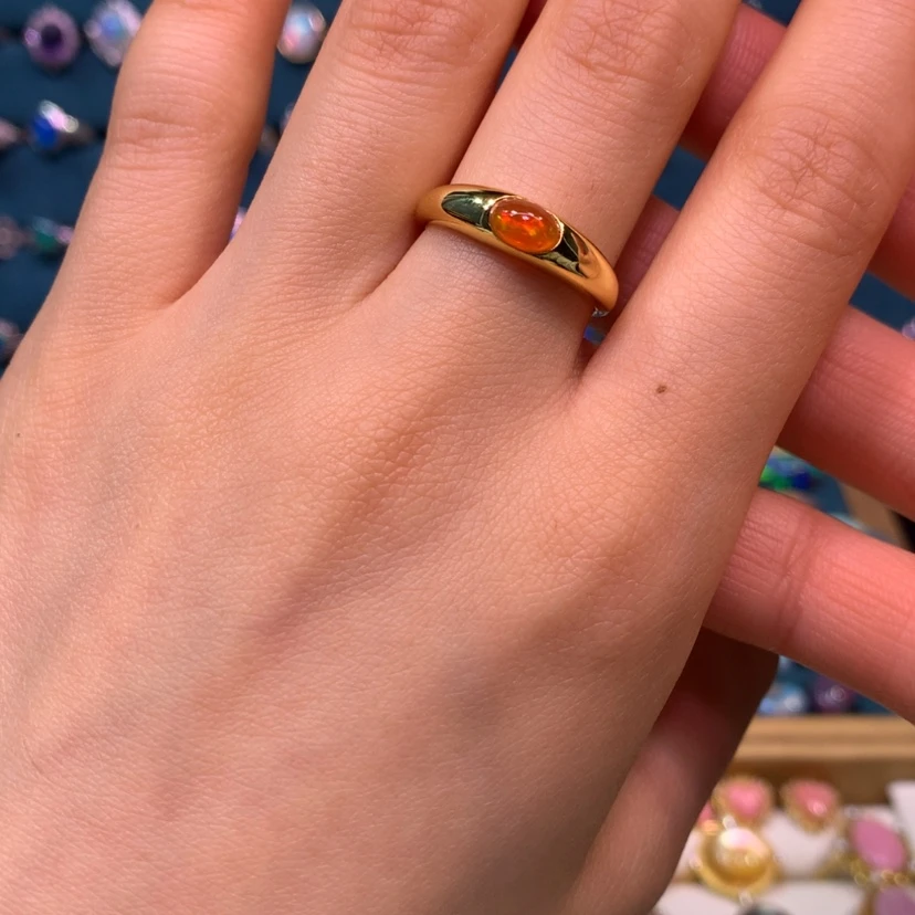 【闪购商品】欧泊戒指款式银S925镀金镶嵌