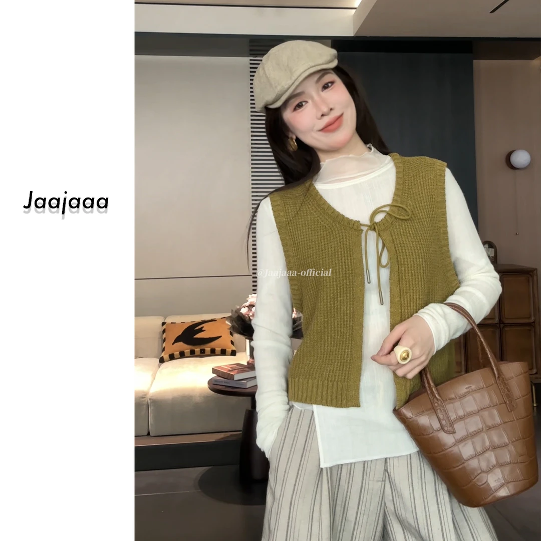 Jaajaaa斯托海德花海  复古休闲显瘦百搭针织马甲/BBCE