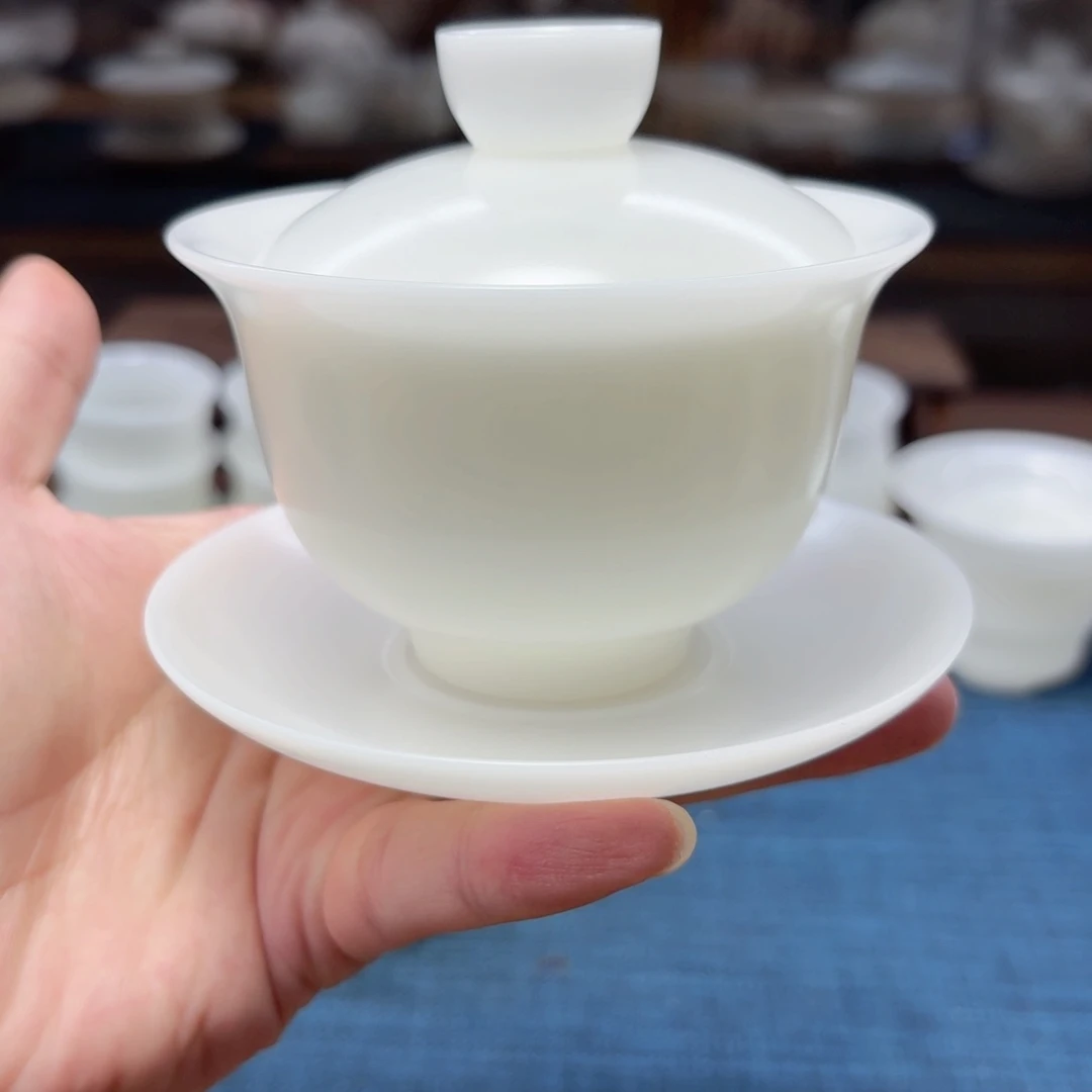 素烧璞玉冰种玉瓷茶具