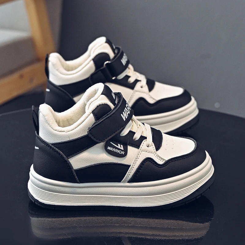 回力童鞋男童二棉鞋皮面防水跑步鞋2025冬季男孩6-12岁儿童运动鞋