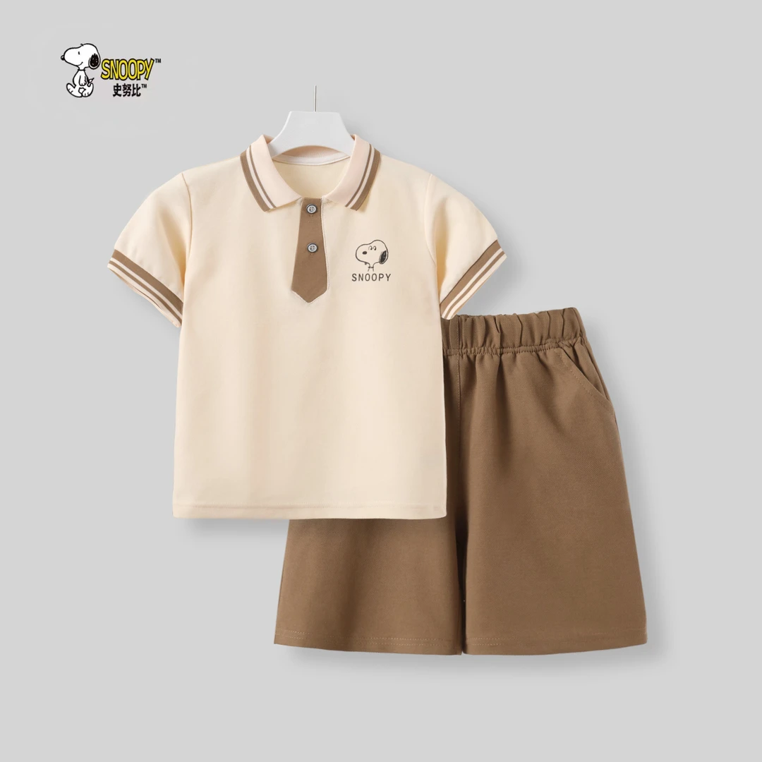 Snoopy/史努比史努比学院风POLO衫套装2025夏季儿童222