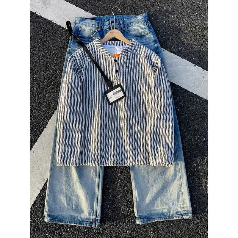 雪尼尔立领POLO衫长袖T恤男款秋季亨利领卫衣潮牌打底衫重磅外套