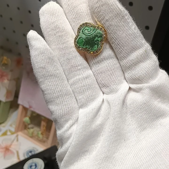 织绣和平小屋非遗蜀锦戒指绿色