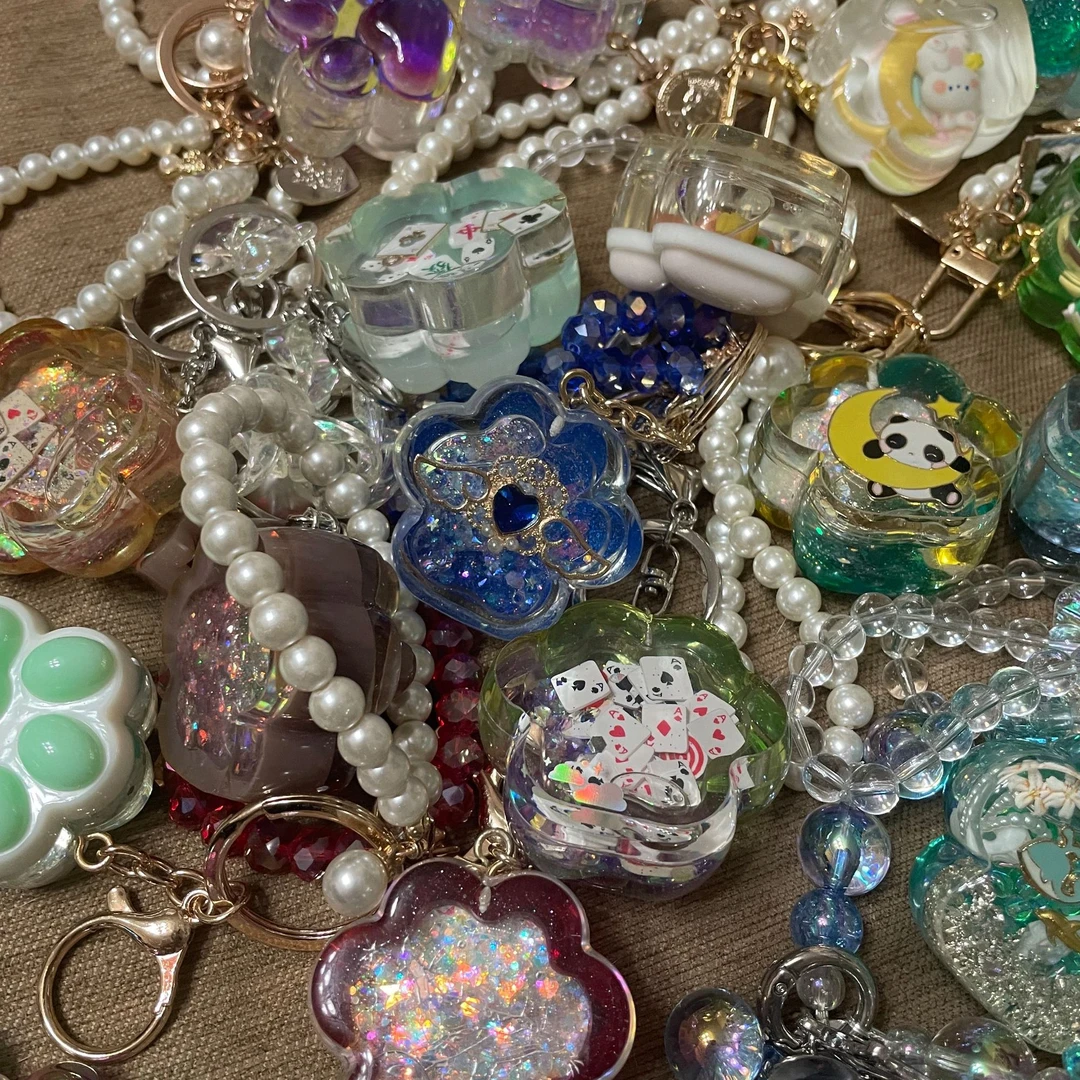 【一物一图】纯手工 DIY 创意 精美 可爱猫爪 流沙 钥匙链 摆件