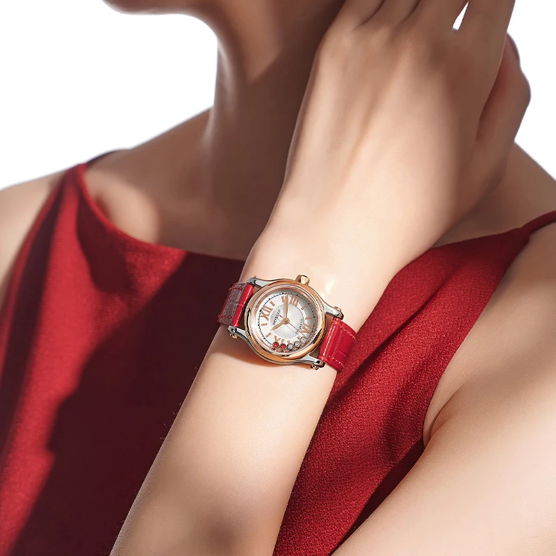 快乐钻系列 女士全自动机械腕表真皮表带气质时尚款（星星）