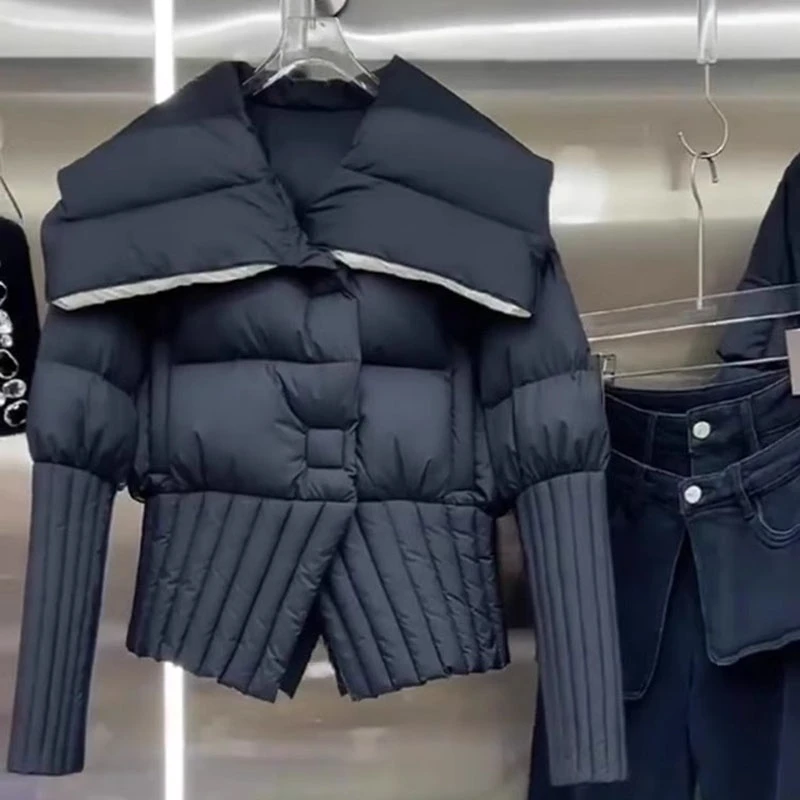 黑色棉服外套2025冬季新款巨好看气质名媛高端设计感加厚短上衣女