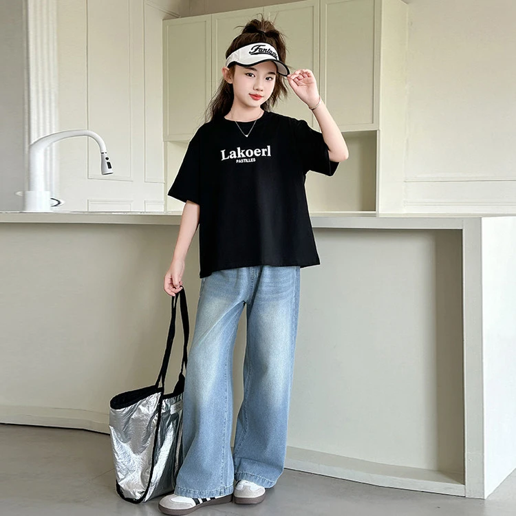 女童装2025新款高腰夏季儿童印花百搭衣服婴儿夏天海边时髦薄款