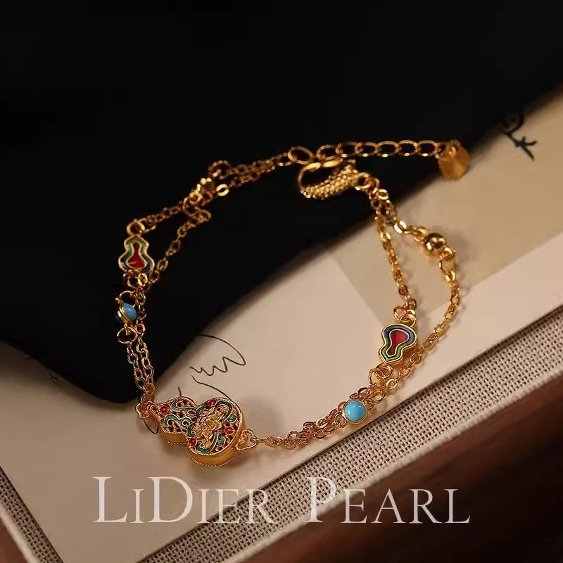 铜合金珐琅手链 Lidier流行新款轻奢高级感复古珐琅彩葫芦链