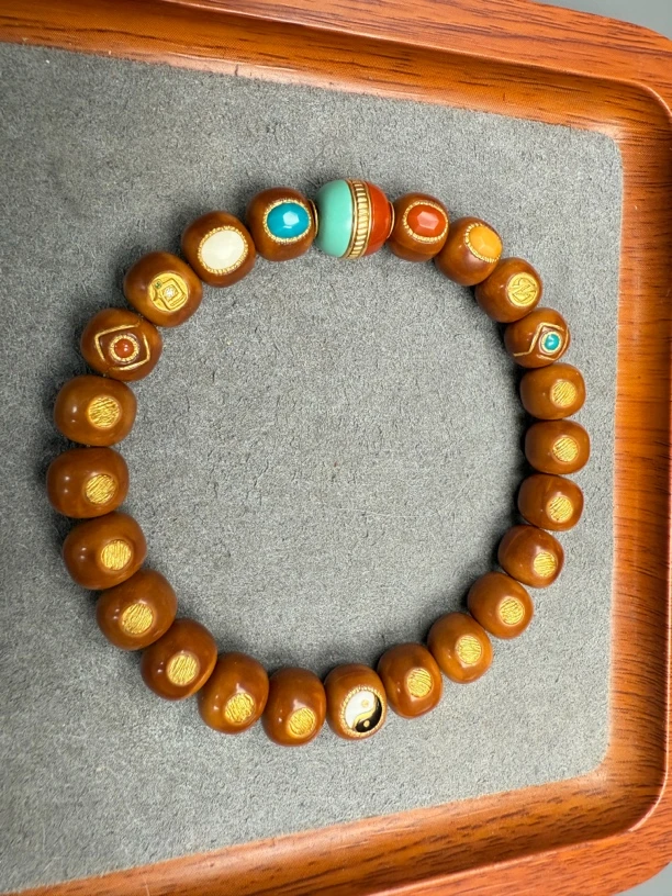 高端文玩手串猴头手工镶嵌尺寸10mm