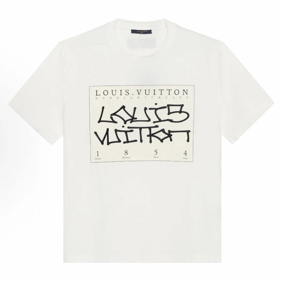 未使用 LouisVuitton/路易威登 拼图刺绣短袖 L码 md1371