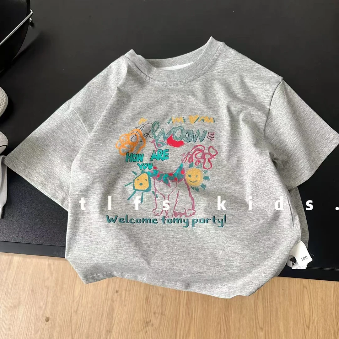 童例「25254派对休闲短袖T恤」夏季儿童透气亲肤男童女童圆领潮流