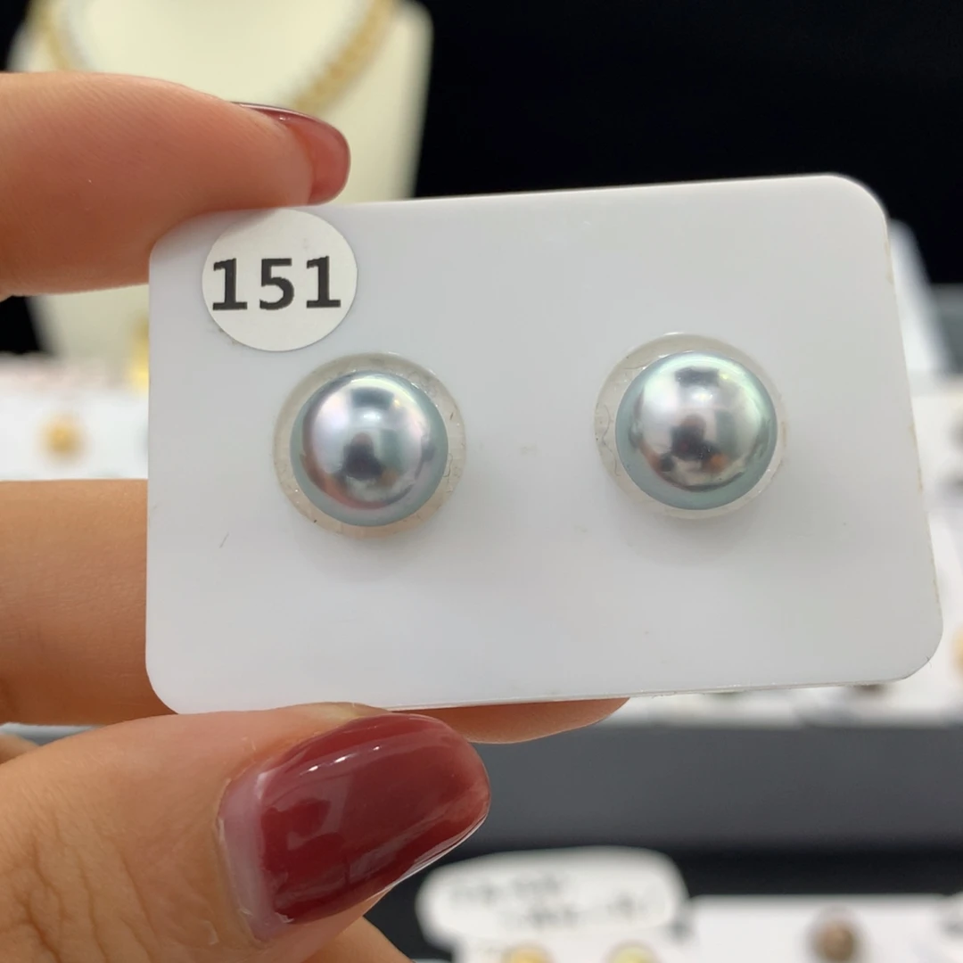 未镶嵌裸珠定制海水珍珠9+银蓝高级灰