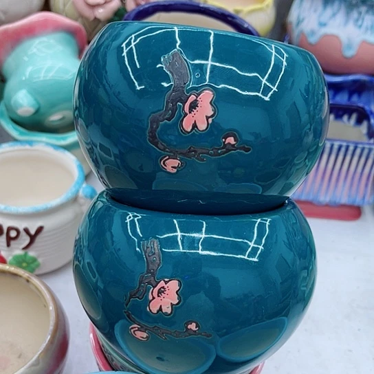 多肉绿植陶瓷花盆9.9包邮，有空