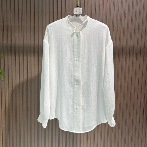 简约大方 新中式盘扣袖口丝麻中长款衬衣衬衫