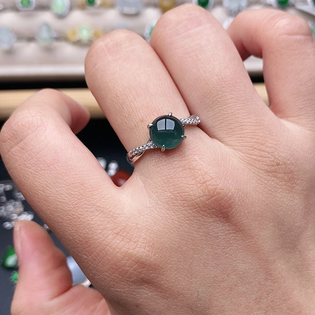 翡翠银S925镶嵌戒指
