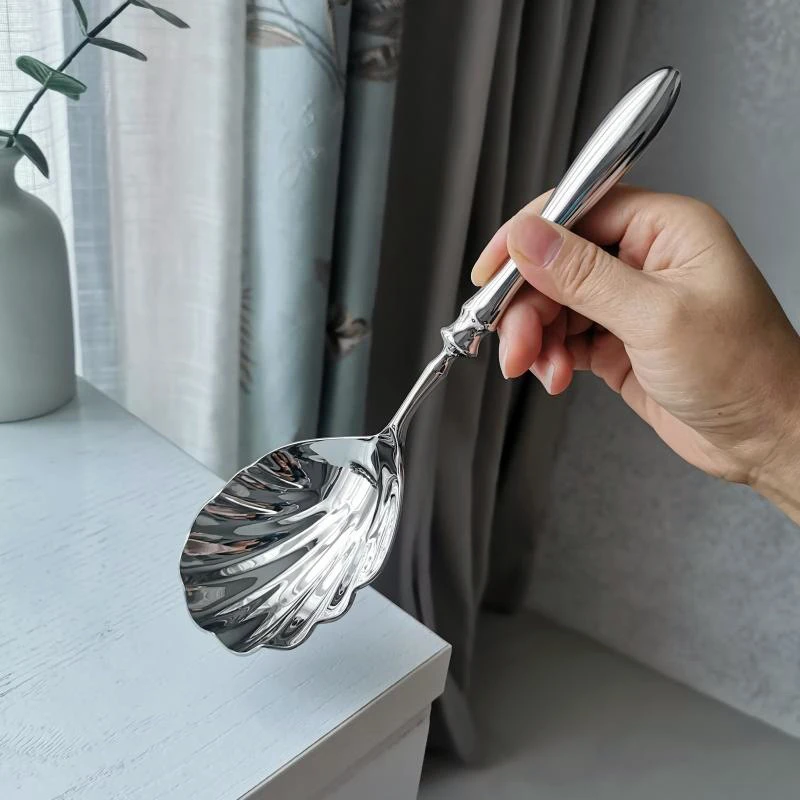 棒料实柄18-10不锈钢贝壳分餐勺公勺分汤勺贝壳款