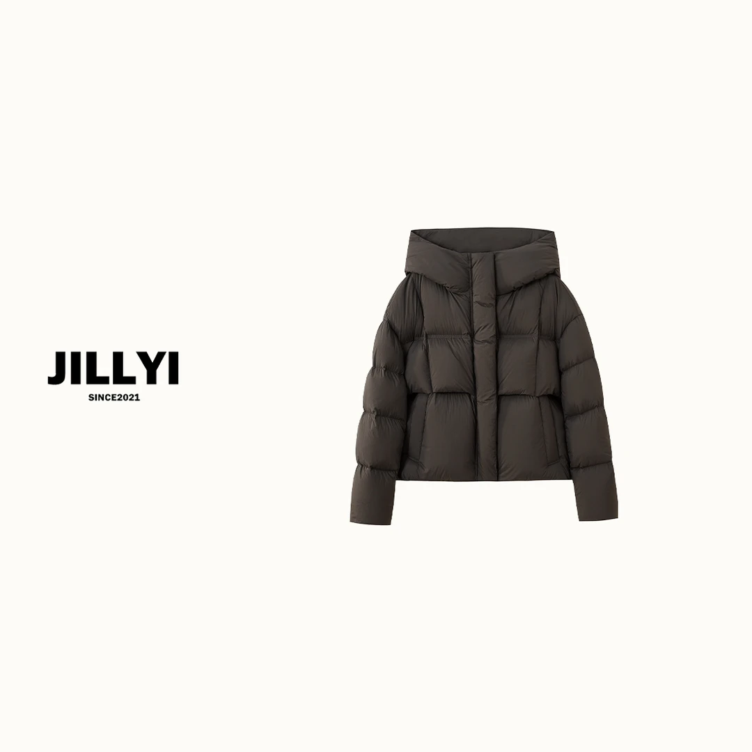 JILLYI【麦芽糖棕】冬季百搭保暖百搭棕色羽绒服