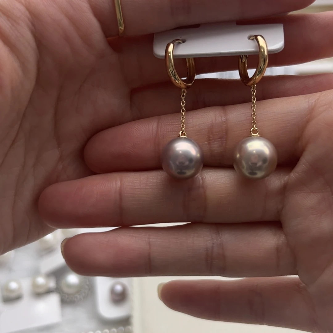 银S925镶嵌淡水珍珠耳饰