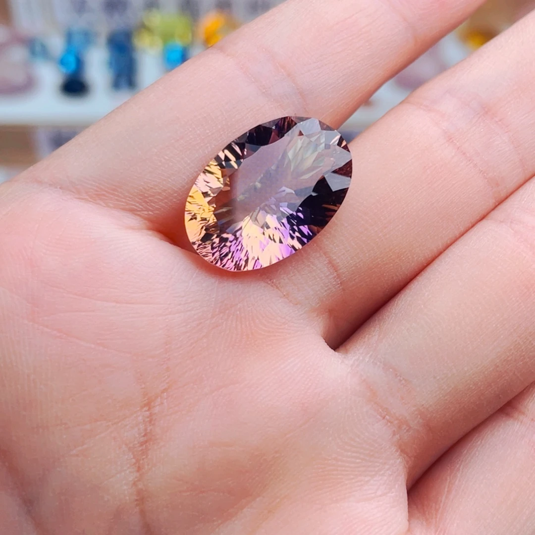 珠宝半成品未镶嵌水晶天然保真紫黄晶