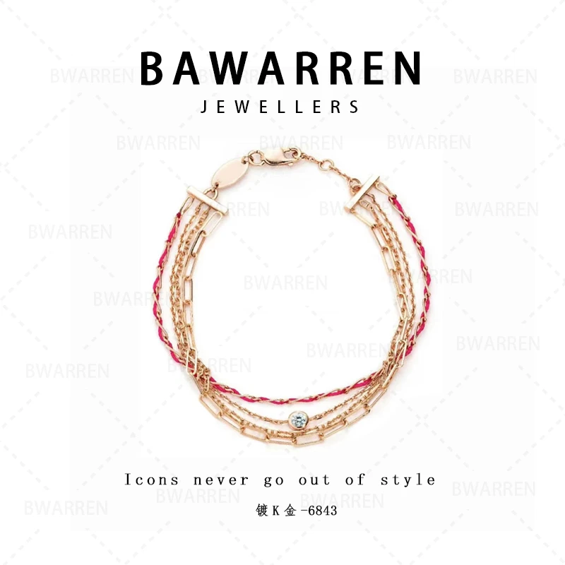 Bawarren 美❤ 6843-红绳轻奢手链时尚百搭简约
