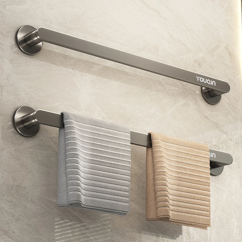 毛巾架卫生间免打孔毛巾挂杆置物架一体浴室晾挂毛巾厕所浴巾收纳