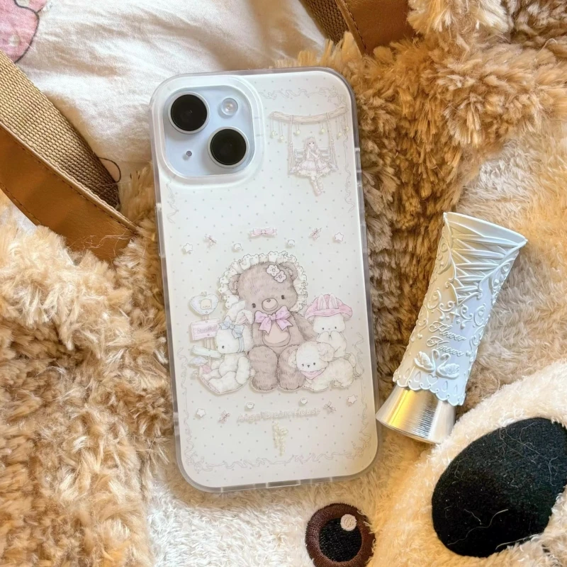 奥菲顿可爱毛绒熊适用iPhone16/15promax大孔苹果14手机壳13/12套